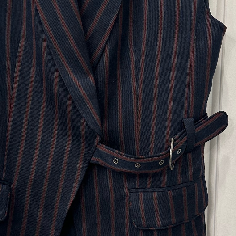 Anthropologie Navy Red Striped Side Buckle Vest Womens Size Small - Picture 7 of 7